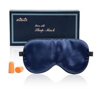 Viedouce Schlafmaske Seide Augenmaske Geschenkbox,100% Hautfreundlich Frauen und Herren, Angenehme Schlafmaske,Ideal für Schlaf zu Hause Auf Reisen (Blau)