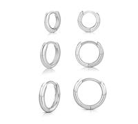 Vielring Zierliche Creolen 925 Sterling Silber Ohrringe Silber Creolen 925 Sterling Silber Minimalistische Ohrringe Kleine Reifen Hoops (10 mm)