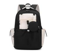 Vielseitig College Stil Rucksack für Mädchen Großes Fassungsvermögen Junior Entlastung Jungen Blau Schulranzen Mit Geldbörse (Schwarz)