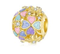 Vierblättriges Kleeblatt Charm, 925 Sterling Silber Charm Armband Zubehör, Kompatibel mit Pandora Armband Halskette