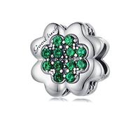 Vierblättriges Kleeblatt-Charm aus 925er-Sterlingsilber, passend für Pandora-Armband-Halskette, SCC2604