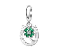 Vierblättriges Kleeblatt Glückshufeisen Charms für Pandora Charms St. Patricks Day Charm aus Sterlingsilber