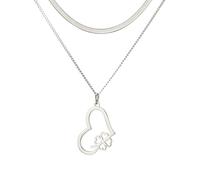 Vierblättriges Kleeblatt-Halskette Grüner Kleeblatt-Herz-Anhänger Glücksbringer-Freundschaftsschmuck mit keltischem Knoten St. Patrick's Day-Accessoires Irisches Geschenk (Silber beschichtet 2)