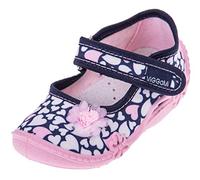 Viggami I.T.G. Mädchen Hausschuhe Ada (Dunkelblau/Weiße Herzen, 19)