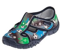 Viggami Jungen Hausschuhe Alex - Klettverschluss - atmungsaktive & rutschfeste Sohle - Lederinnensohle - ideal für Schule & Kindergarten (Alex Grün, 32 EU)