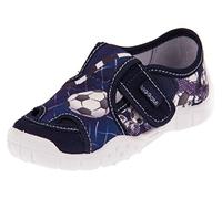 Viggami Jungen Hausschuhe mit Klettverschluss Adas (Dunkelblau/Bälle, 29)