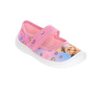 Viggami Mädchen Hausschuhe Pola - Rosa mit Blumen und Hundemotiv - aus Textil, Atmungsaktive Sohle, für Kindergarten, Zuhause und Kita (Pola, 29 EU)