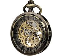 VIGOROSO Klassische Steampunk-Taschenuhr für Herren mit Kette, Skelett, Handaufzug, mechanische Taschenuhr für Damen und Herren, bronze, Klassisch