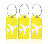 Vigorport Gepäckanhänger mit Namensausweis, 3er-Pack, flexibler und heller Silikon-Gepäckanhänger für Koffer, TSA genehmigt, bestes Reisezubehör für Gepäck/Taschenidentifikation (gelb)