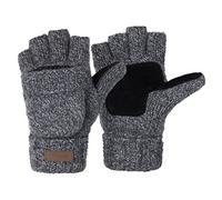 ViGrace Winter Knitted Convertible Fingerless Gloves Wool Mittens Warm Mitten Glove for Women and Men