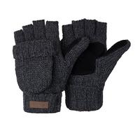 ViGrace Winter-Strickhandschuhe, fingerlos, Wolle, Fäustlinge, warmer Handschuh für Damen und Herren, grau dunkel, Medium