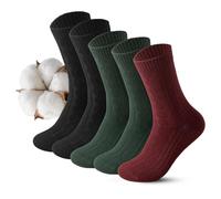 Vihir Dicke Warme Socken Damen 36-40, 5 Paar Winter Thermosocken Stricken Wandersocken Norweger,Gestrickte Lange Frauen Socken Baumwolle