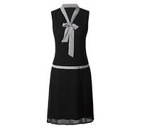 Vijiv Damen 1920 Midi Flapper-Kleid mit V-Ausschnitt Grau Bow Roaring 20s Great Gatsby Kleid XL / uk16-18 / eu44-46 schwarz