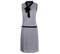Vijiv Damen 1920er-Jahre-Kleid, V-Ausschnitt, graue Schleife, 20er-Jahre, tolles Gatsby-Kleid - Grau - Mittel