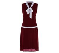 Vijiv Damen 1920S Midi Flapper-Kleid mit V-Ausschnitt Grau Bow Roaring 20S Great Gatsby Kleid X-Large rot