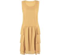 Vijiv Damen Kleid im Stil der 20er Jahre, inspiriert von High Tea Great Gatsby Kastanienbraun mit gestuftem Rock im Stil der 20er Jahre - Gelb - Groß