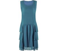 Vijiv Damen Kleid im Stil der 20er Jahre, inspiriert von High Tea Great Gatsby Kastanienbraun mit gestuftem Rock im Stil der 20er Jahre - Blau - Mittel