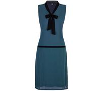 Vijiv Damen Midi-Kleid im Stil der 1920er-Jahre, V-Ausschnitt, graue Schleife, brüllende 20er-Jahre, Great Gatsby-Kleid, Marineblau, 46/48 DE
