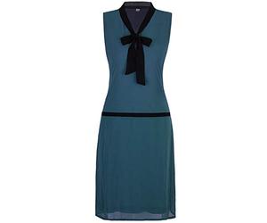 Vijiv Damen Midi-Kleid im Stil der 1920er-Jahre, V-Ausschnitt, graue Schleife, brüllende 20er-Jahre, Great Gatsby-Kleid, Marineblau, 46/48 DE