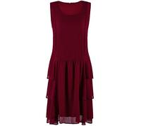 Vijiv Damenkleid im Stil der 1920er-Jahre, Flapper-Kleid, High Tea Great Gatsby, Kastanienbraun mit gestuftem Rock, 20er-Jahre-Kleid, Rot/Ausflug, einfarbig (Getaway Solids), 46/48 DE