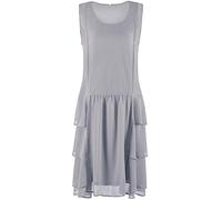Vijiv Damenkleid im Stil der 1920er-Jahre, Flapper-Kleid, High Tea Great Gatsby, Kastanienbraun mit gestuftem Rock, 20er-Jahre-Kleid, GRAU, 42-44