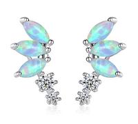 VIKI LYNN Opal Ohrringe Blütenblatt Damen Ohrhänger 925 Sterling Silber und Zircons Ohrstecker Geburtstag Weihnachten Valentinstag Geschenke für Frauen