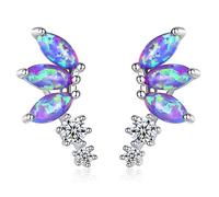 VIKI LYNN Opal Ohrringe Blütenblatt Damen Ohrhänger 925 Sterling Silber und Zircons Ohrstecker Geburtstag Weihnachten Valentinstag Geschenke für Frauen