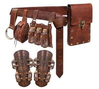 Viking Bracer Handgelenkschutz, Renaissance-Gürteltasche, Hexenflaschen-Fläschchen, Haken, Mittelalter-Festival, Kostüm, Zubehör, lässige Hüfttasche (Ampullen-Braun)