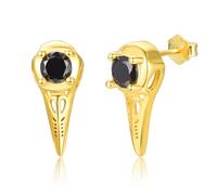 Viking Raven Sterling Silber vergoldete Herren-Ohrstecker Nordische Runen-Ohrstecker Unisex-Viking-Schmuck