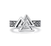 Viking Rune Ring 925 Silber Trinity Knot Triquetra Siegelring Für Frauen Oxidiert Nordischer Wikinger Symbol Ring für Herren Damen
