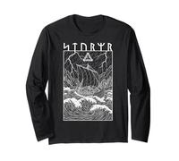 Viking Warrior Ship Storm Old Norse Mythology Runen Graphic Langarmshirt