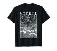 Viking Warrior Ship Storm Old Norse Mythology Runen Graphic T-Shirt