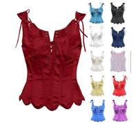 Viktorian Korsett Damen Sale Steampunk Bustier Corset Top mit Träger Frauen Bauchweg Vollbrust Corsage Weste Satin Crop Top mit Stahlknochen Lace Up Korsage Waist Trainer Corsage Bustiers Shapewear