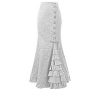 Viktorianischer Steampunk Rock Gothic Vintage Dekoratives Muster Gerüschte Spitze Fischschwanz Meerjungfrau Rock