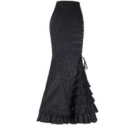 Viktorianischer Steampunk Rock Gothic Vintage Dekoratives Muster Gerüschte Spitze Fischschwanz Meerjungfrau Rock