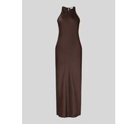 VILA Abendkleid aus Satin mit Rundhalsausschnitt Modell 'RAVENNA' in Dunkelbraun, Größe 40