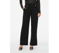 Anzughose VILA "VICLUA HW WIDE BUTTON PANTS- NOOS", Damen, Gr. L (40), N-Gr, schwarz detail:gold button, Web, Obermaterial: 95% Polyester, 5% Elasthan, unifarben, modisch, relaxed fit normal, Hosen (4