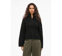 Vila - Bekleidung Vigleeba High Neck L/S Rib Knit Top - schwarz - Größe S