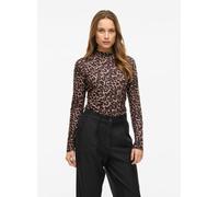 Vila Damen Vileoa L/S Rollneck Top-Noos Langarmshirt, Nomad/AOP:Leo,XS