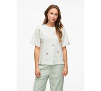 Vila - Bekleidung VIMONIE FLOWER EMB S/S O-NECK - Weiß - Größe S