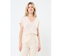 Vila - Bekleidung VINOEL V-NECK S/S STITCH DETAIL TOP - Beige - Größe M
