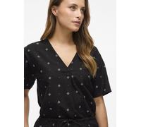 Vila - Bekleidung VIPRISILLA PRINT V-NECK S/S TOP/1 - schwarz - Größe 38