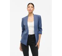 Kurzblazer VILA "VIHER NEW 3/4 BLAZER -NOOS", Damen, Gr. M (38), blau (vintage indigo), Web, Obermaterial: 63% Polyester, 33% Viskose, 4% Elasthan, unifarben, modisch, regular fit, 3/4-Ärmel, Blazer (