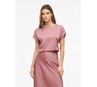 Vila Kurzarmshirt VIELLETTE S/S Satin Top – 100% Polyester, Rundhals, unifarben – Damen Gr. 42 Rosa