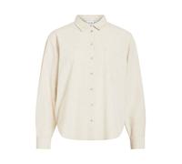 Langarmbluse VILA "VIPRISILLA L/S LOOSE SHIRT - NOOS", Damen, Gr. 42, super light natural melan, Web, Obermaterial: 50% Viskose, 40% Baumwolle, 10% Leinen, unifarben, lässig geschnitten normal, Blusen