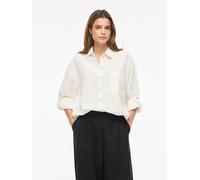 Langarmbluse VILA "VIPRISILLA L/S LOOSE SHIRT - NOOS", Damen, Gr. 40, snow weiß, Web, Obermaterial: 50% Viskose, 40% Baumwolle, 10% Leinen, unifarben, lässig geschnitten normal, Blusen (82737505-40) s