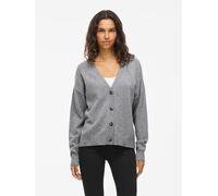 Strickjacke VILA "VIRIL V-NECK KNIT CARDIGAN - NOOS", Damen, Gr. S, grau (medium grau melange), Feinstrick, Obermaterial: 50% Viskose, 28% Polyester, 22% Nylon, unifarben, modisch, regular fit normal,