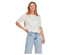 Vila Strickoberteil VIDALO O-NECK S/S KNIT TOP – Damen, Kurzarm, 100% Baumwolle, Weiß Alyssum – Gr. S