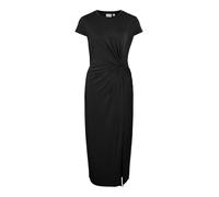 Vila Damen Midi Kleid mit Knotendetail leichtes Jersey-Sommerkleid wadenlang mit Beinschlitz VIModala Vol.1 14113076 Black Beauty XL
