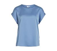 Vila Damen Satin Blusen T-Shirt Kurzarm Basic Rundhals Top Glänzend Tunika Blouse Oberteil VIELLETTE, Farben:Blau-4, Größe:36